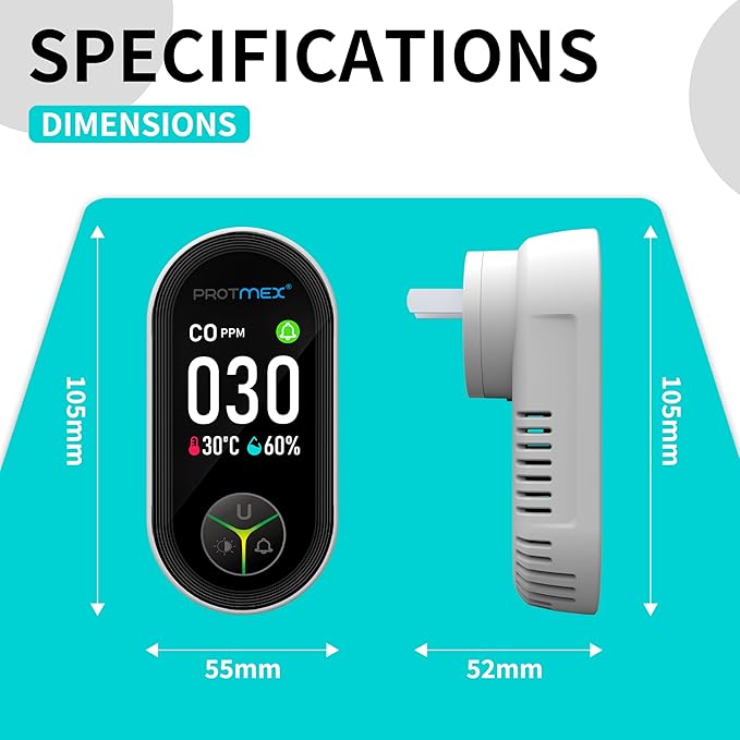 Protmex Carbon Monoxide Detector Plug in Wall, 3-in-1 Co Detector Monitor Air - Image 10