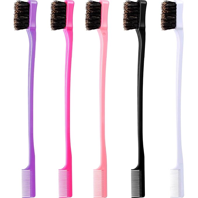 5 Pieces Hair Edge Brush Double Sided Control Hair Brush Comb Combo Pack Smooth by BBTO