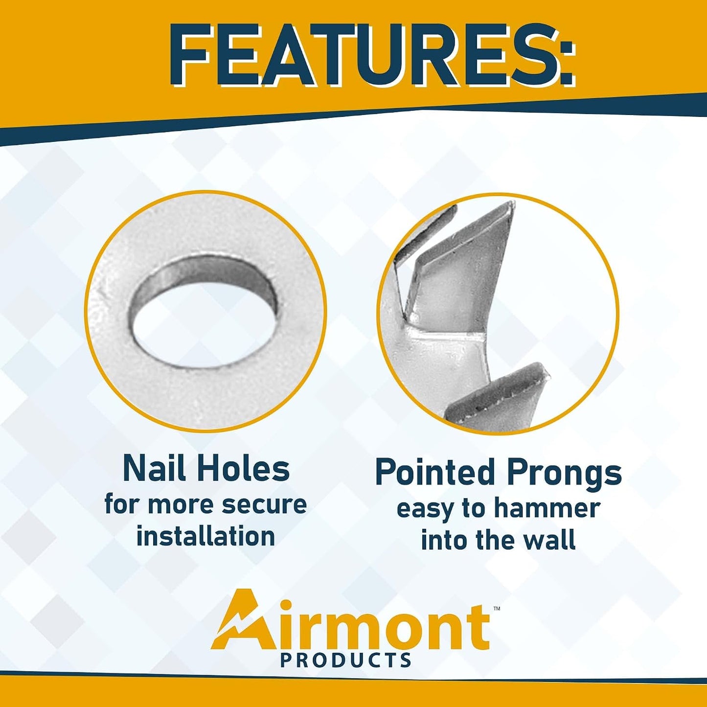 Safety Nail Plate Stud Guard, 1.5 x 2.5 In, 200 Pack | Protection plate shield for electrical wire and pipe. 16-gauge zinc-plated steel, sharp prongs, corrosion resistant.