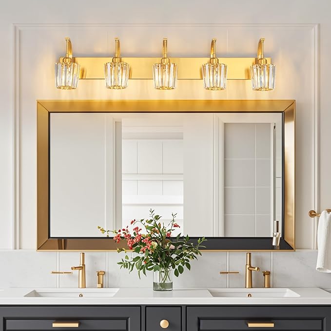 FDPBY Modern Bathroom Vanity Light, 5-Light Gold Wall Sconce - Image 3