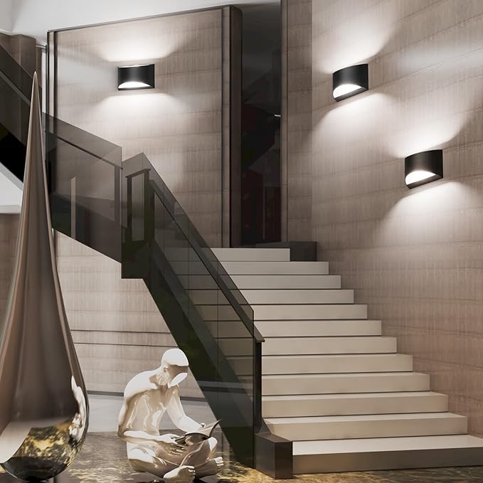 Aipsun Indoor Black Modern LED Wall Sconce Interior Wall Lights Set of 2 - Image 6