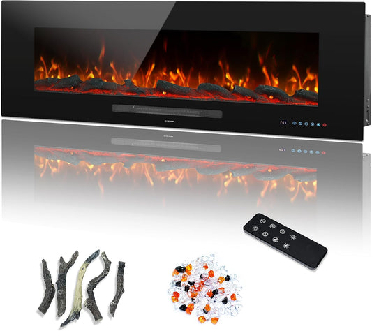 50" Electric Fireplace, Recessed & Wall Mounted Fireplace Heater 13 * 13 Colors