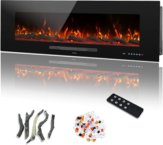 50" Electric Fireplace, Recessed & Wall Mounted Fireplace Heater 13 * 13 Colors by Dreamflame
