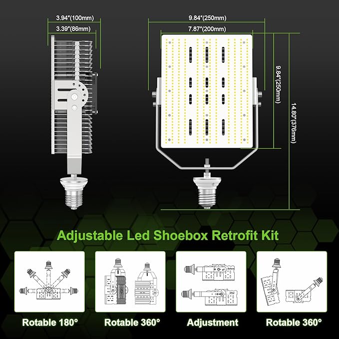 OPENLUX 300W Shoebox LED Retrofit Kit 43, 500LM E39 Mogul Base, 5000K LED - Image 6