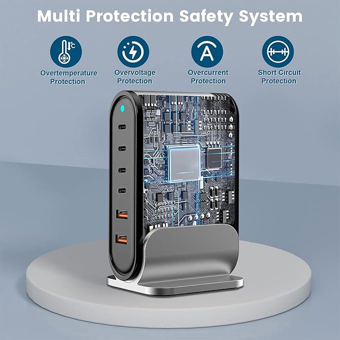 USB C Fast Charger : 6 Port Desktop Multiple Devices Power Adapter - Image 5