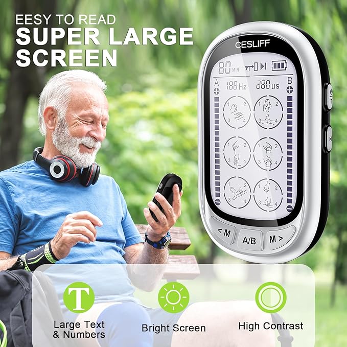 Dual Channel TENS EMS Unit Large Screen 24 Modes 36 Levels Intensity Muscle - Image 4