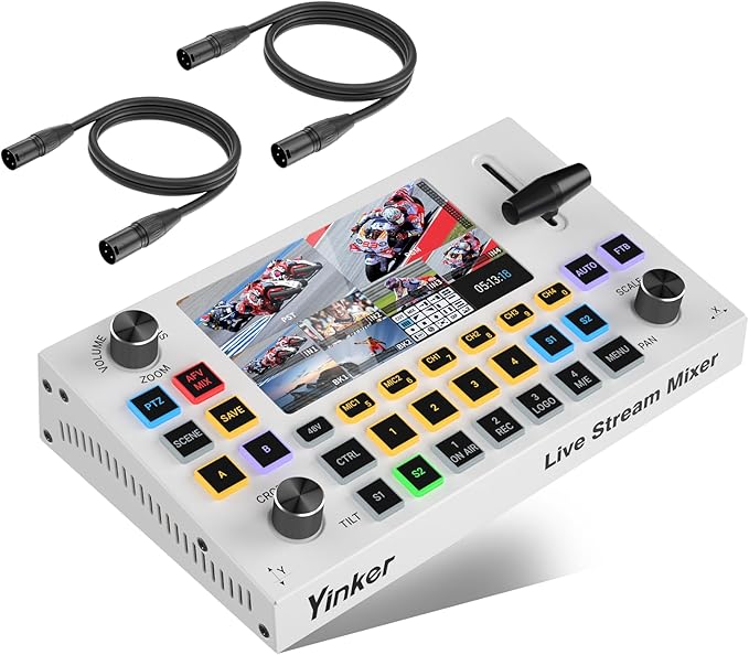 Yinker 5.5 Inch LCD Screen Video Mixer Switcher 4-Channel HDMI Live Stream by Yinker