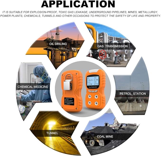 XLA Alert Portable Gas Detector, Gas Clip 4 Gas Monitor Meter Tester Analyzer - Image 7