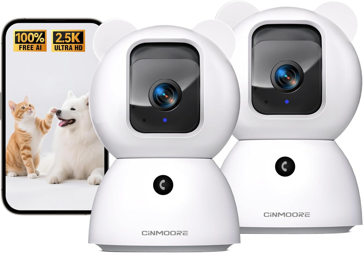 2.5K Indoor Camera 2pack, Non-Subscription AI Person/Pet/Cry Detection