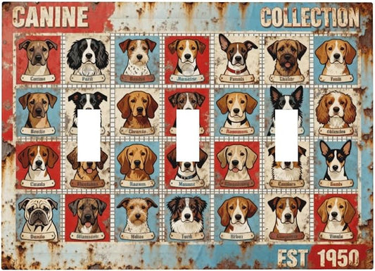 Bvtewkhz Dogs Funny Puppy Pets Vintage 3 Gang Triple Toggle Decorative Outlet by Unknown