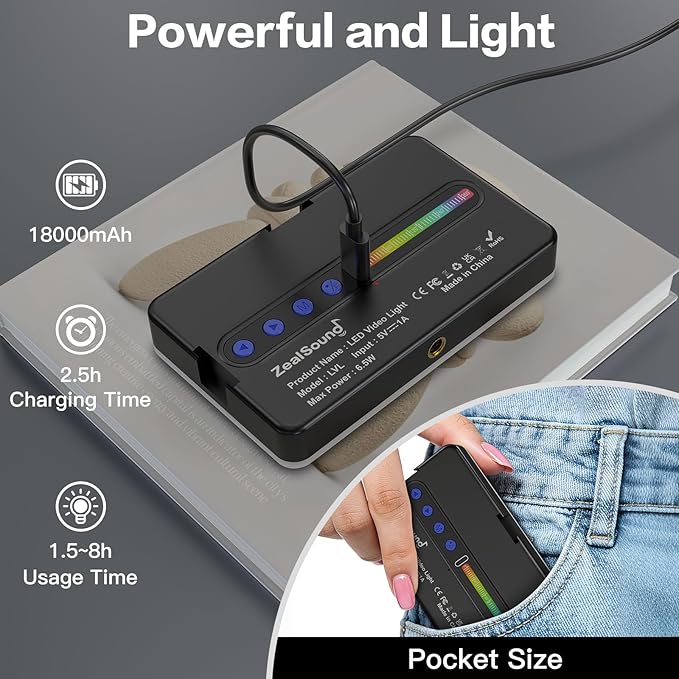 Zealsound RGB Selfie Light, 138 LEDs, 360° Full Color Video Light, 2700–6500K - Image 7