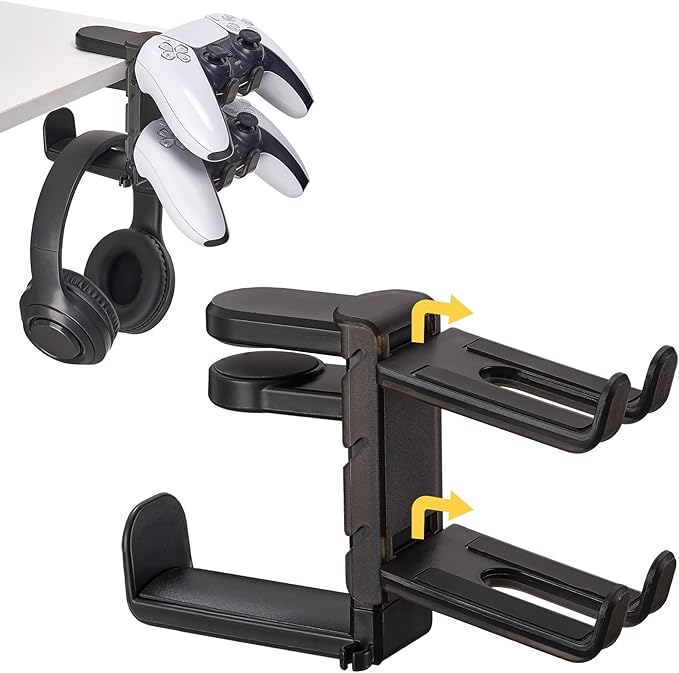 3 in 1 Under Desk Headphone Hanger by Unknown