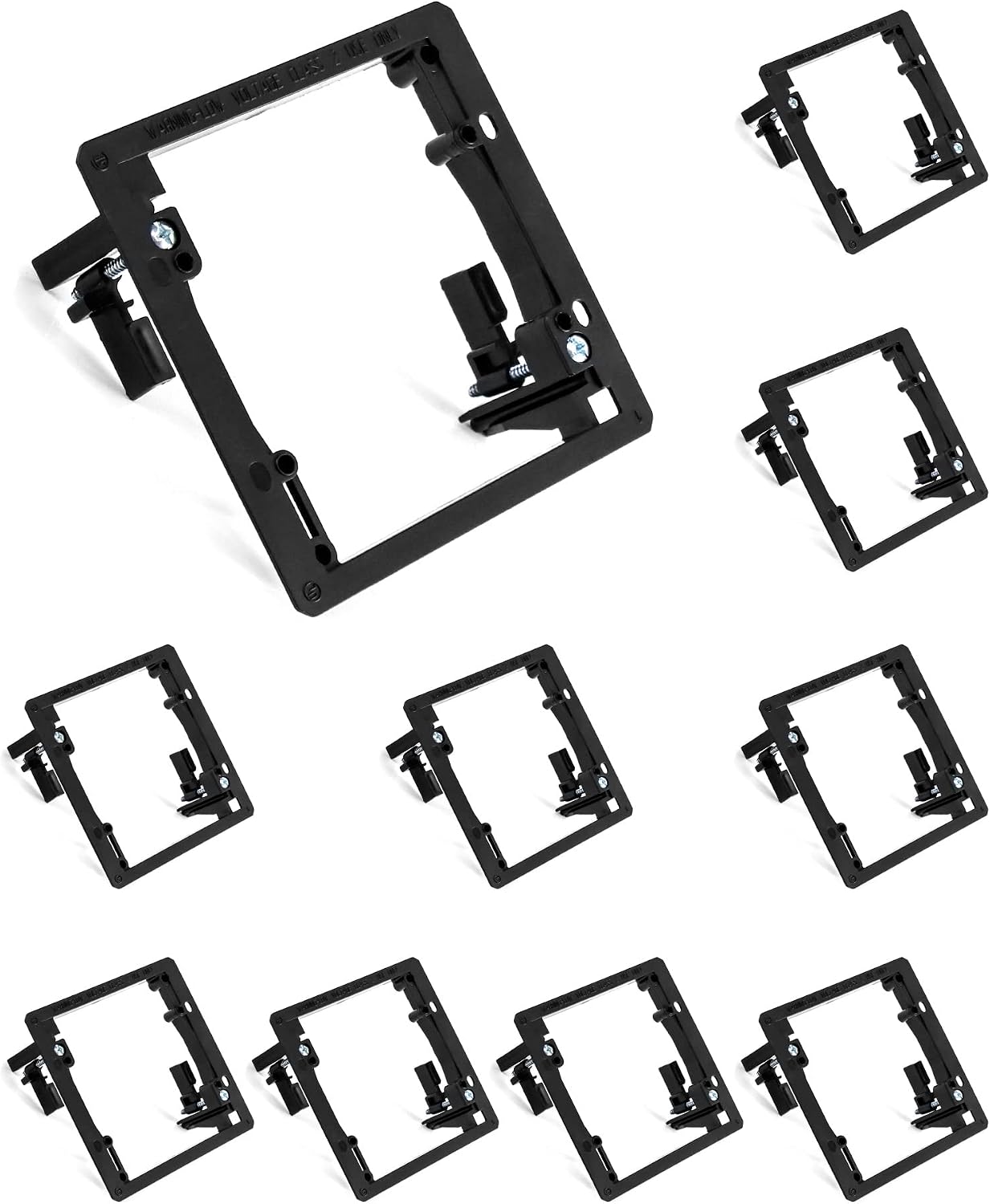 QWORK Low Voltage Mounting Bracket, 10 Pack 2 Gang Dual Gang Drywall Mounting Wall Plate Bracket, Flush Installation of Wall Panels, with Mounting Screws