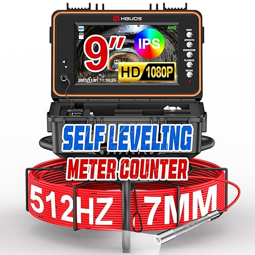 HBUDS Sewer Camera with 512Hz Sonde, Self Leveling 200ft Drain Camera with by HBUDS