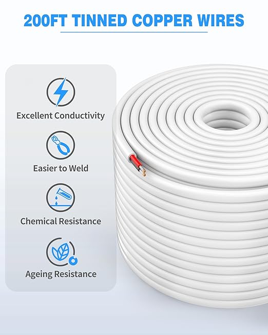 NAOVEO 14 Gauge Wire 2 Conductor Electrical Wire, 14 AWG Stranded PVC Tinned - Image 6