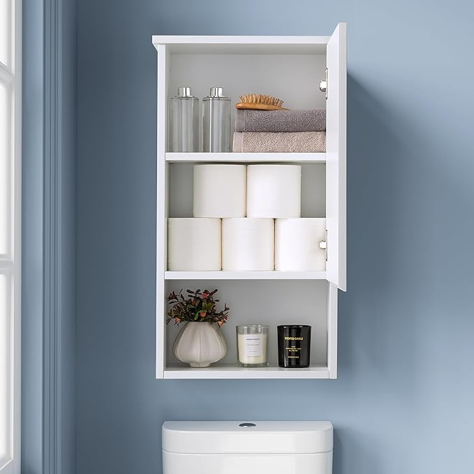 Bathroom Wall Cabinet with Single Door, Soft-Close Hinges, 15x27 inch Wooden - Image 5