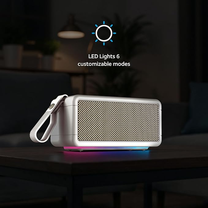 AT&T Essentials Retro 40W Bluetooth Speaker, IPX6 Waterproof, LED Light Modes - Image 4