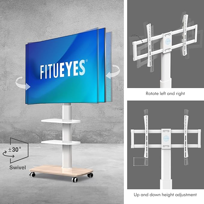 FITUEYES Rolling TV Stand, Mobile TV Cart on Wheels - Image 4