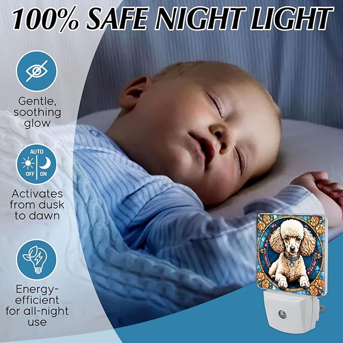 PODMemory Poodle Stained Glass Night Lights Plug into Wall - Image 5
