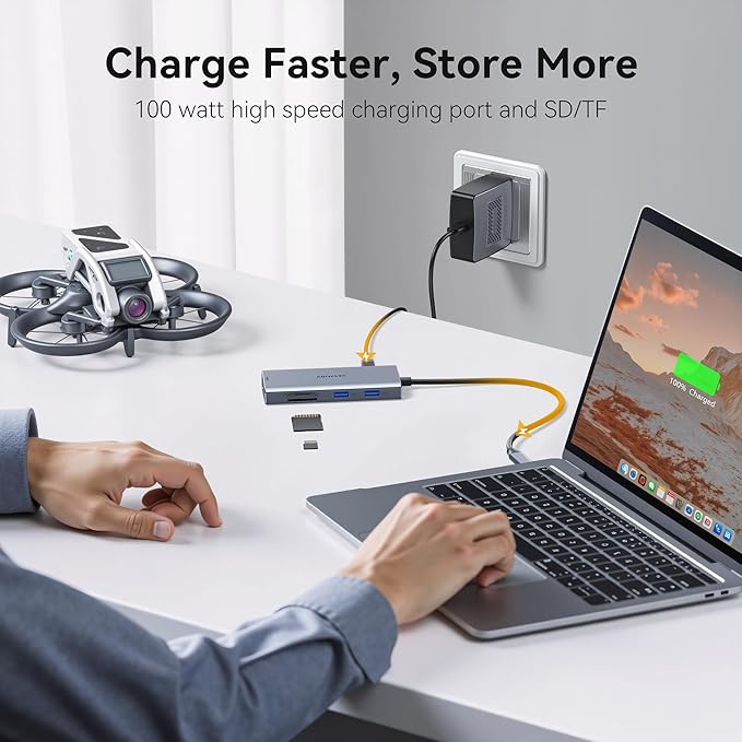 USB C Hub Multiport Adapter for MacBook Pro/Air, 9 in 1 USB C Dongle Dock Mac - Image 6