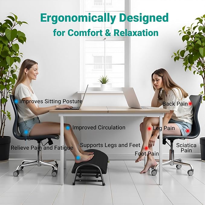 YEASHEIN Adjustable Foot Rest for Under Desk at Work, Ergonomic Under Desk - Image 4