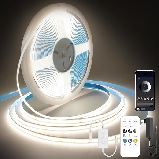 Pandery COB LED Strip Lights Natural White, 24V Dimmable led Light Strip KIT by PanderyCOBLightUPYourLife