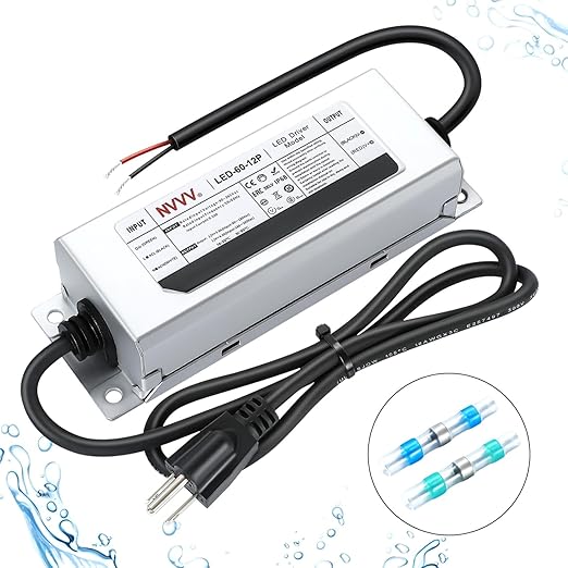 12V LED Driver 60 Watts Waterproof IP68 Power Supply Low Voltage Landscape by NVVV