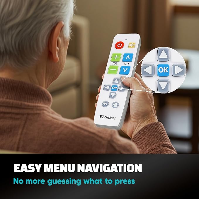 EZclicker Plus Big Button Universal TV Remote Simple Easy to Use, Works - Image 8