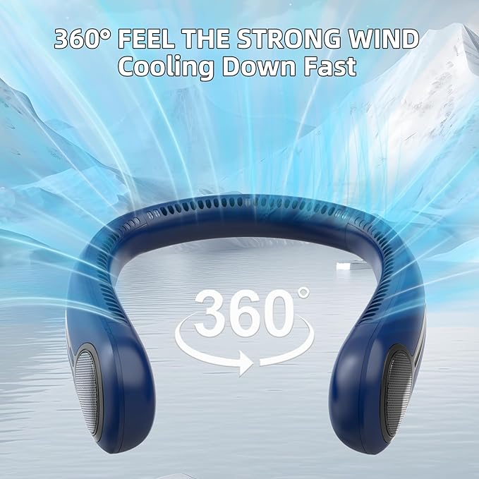 Portable Neck Fan, Hands Free Personal Wearable Bladeless Fan, 6000mAh USB - Image 2