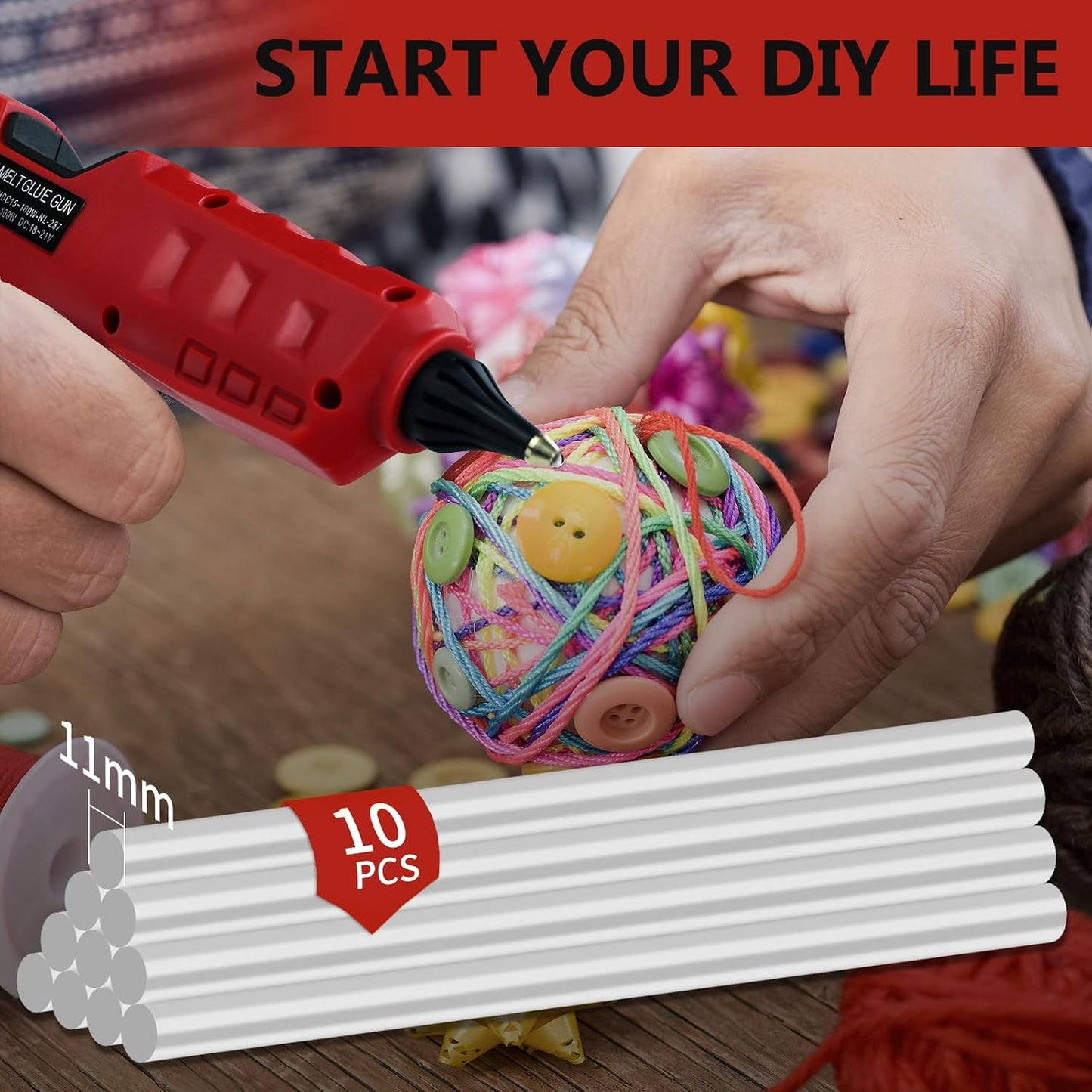 Cordless Hot Glue Gun for Milwaukee 18V Battery, 100W Wireless Glue Gun | LED Digital with 10 Glue Sticks, Handheld Heavy Duty Glue Gun for DIY, Craft(No Battery）