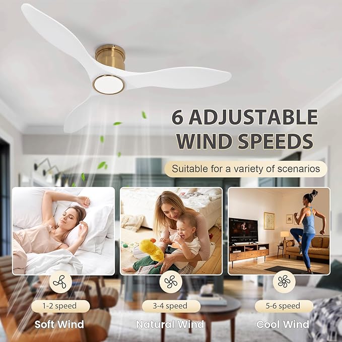52 Inch Ceiling Fan with Lights and Remote, Modern 3 Blade Ceiling Fans - Image 4