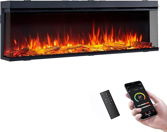 Legend Flame 59" W Smart Build in Electric Fireplace Insert, 1-2-3 Sided View by LegendFlame
