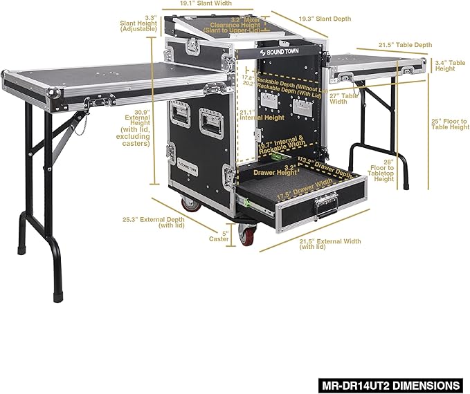 Sound Town 14U PA DJ Pro Audio Rack/Road ATA Case - Image 7