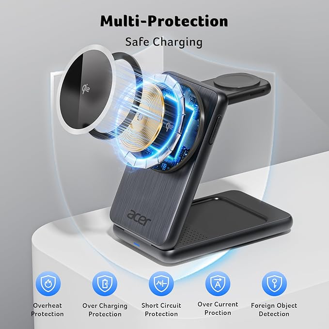 Acer 3 in 1 Charging Station for iPhone, Wireless Charger Stand, 15W Fast - Image 7