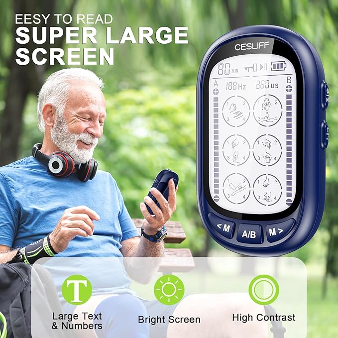 Dual Channel TENS EMS Unit Large Screen 24 Modes 36 Levels Intensity Muscle - Image 4