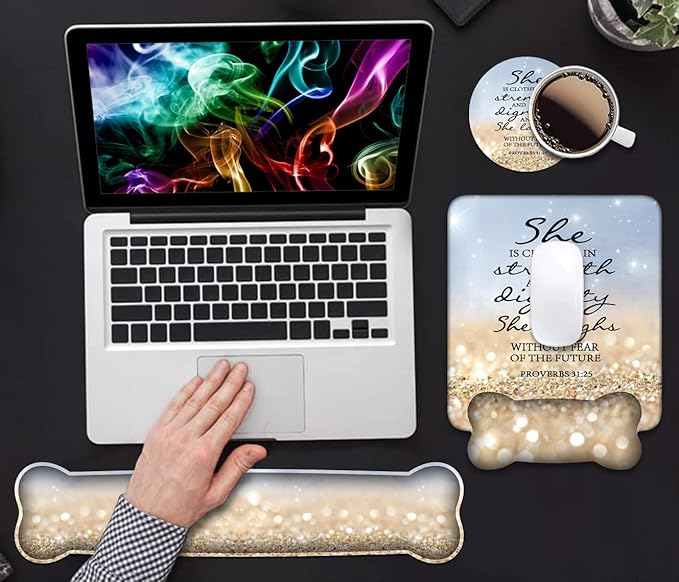 Wrist Rest Support Ergonomic Gel Mouse Pad & Memory Foam Keyboard Set, Non-Slip - Image 7
