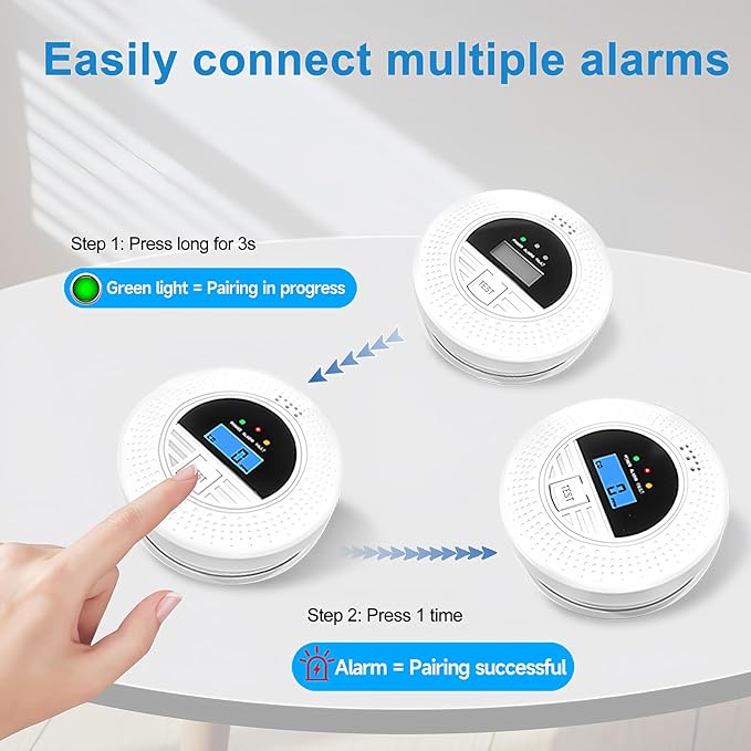 6-Pack Interconnected Smoke and Carbon Monoxide Detector, Battery Operated - Image 5