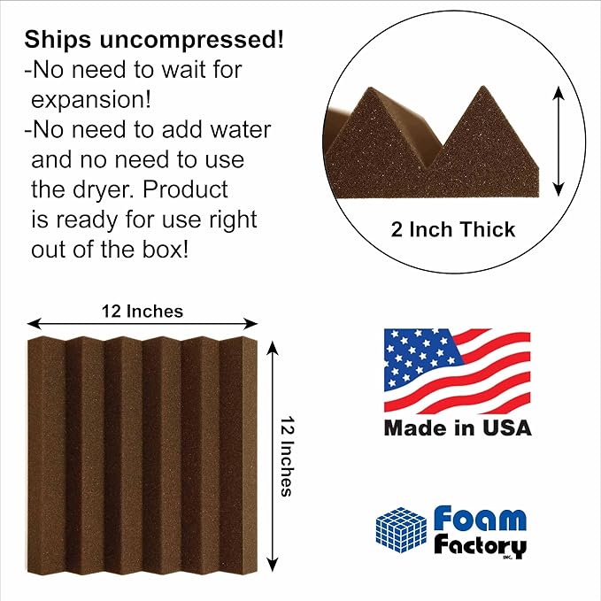 Foam Factory Inc 24 Pack Color Acoustic Foam Panel Studio Soundproofing Wedge - Image 2