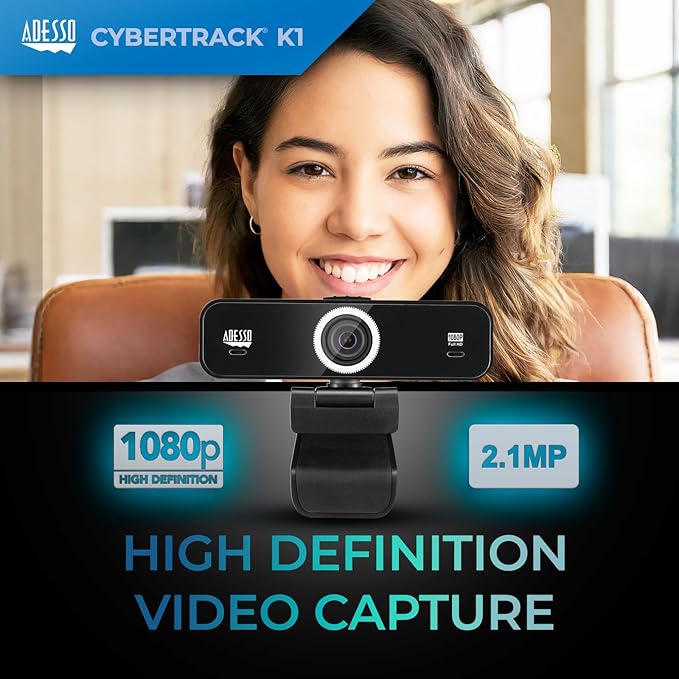 Adesso CyberTrack K1 1080P Full HD Fixed Focus USB Webcam - Image 2