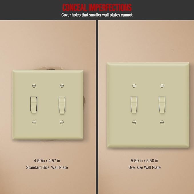 ENERLITES Double Toggle Switch Cover, Two Gang Light Switch Wall Plate - Image 2