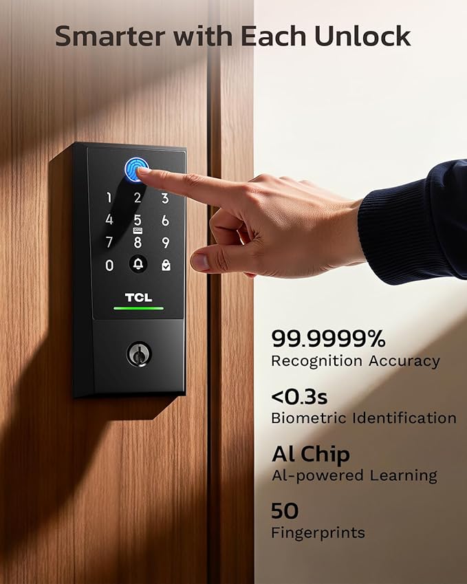 TCL D2 Plus Fingerprint Smart Lock, Wi-Fi Keyless Entry Door Lock, IP55 - Image 5
