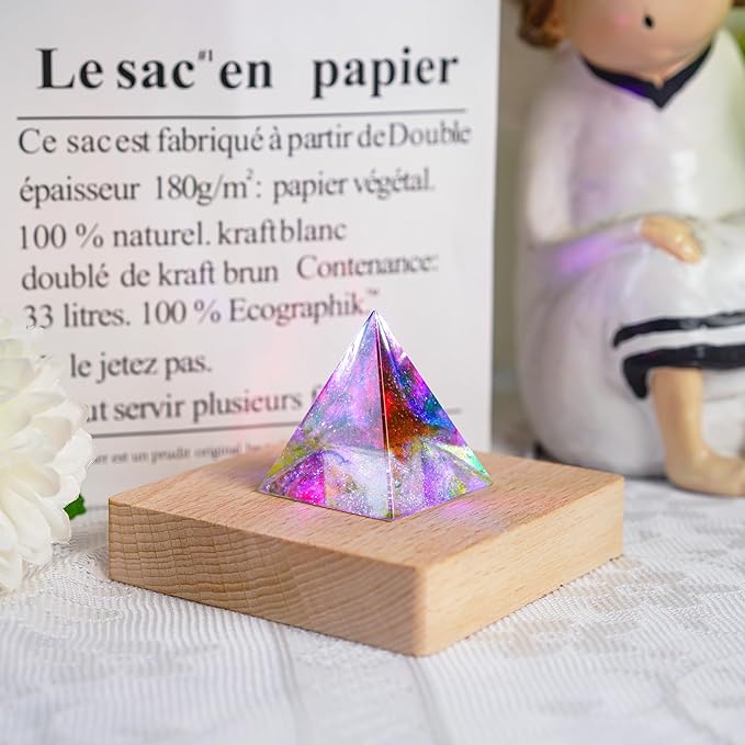 ZEERSHEE Pack 2 LED Light Base for Crystal Colorful Lights Square Wood Display - Image 3