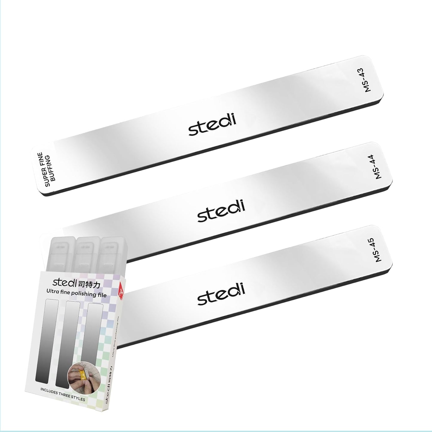 stedi Hobby Model Polishing Tools 3 PCS, Precision Glass Polishing Files | #320-400 Grit, #400-600Grit, #10000 Grit