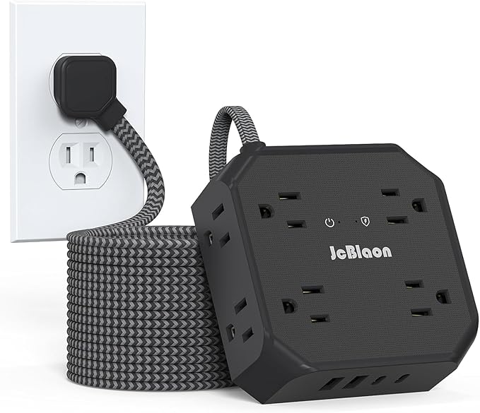 Surge Protector Power Strip-15 Ft Flat Plug Extension Cord by JcBlaon