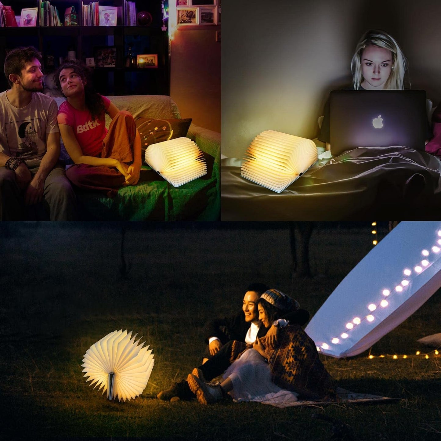QXMGCBOK Folding Book Lamp Dragon Night Light | Book Light as Gifts for Book Lovers,Portable Bedside Light 3 Colors