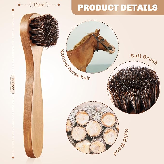 4 Pcs Horsehair Shine Shoes Brush Kit Polish Dauber Applicators Cleaning - Image 2