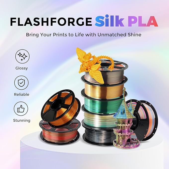 Flashforge 3D Printer Filament Silk PLA 1.75mm 1kg Spool-Dimensional Accuracy - Image 2
