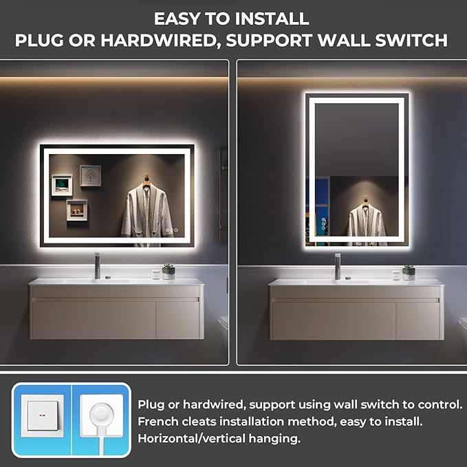 YEELAIT 48x32 Inch LED Bathroom Mirror - Image 7