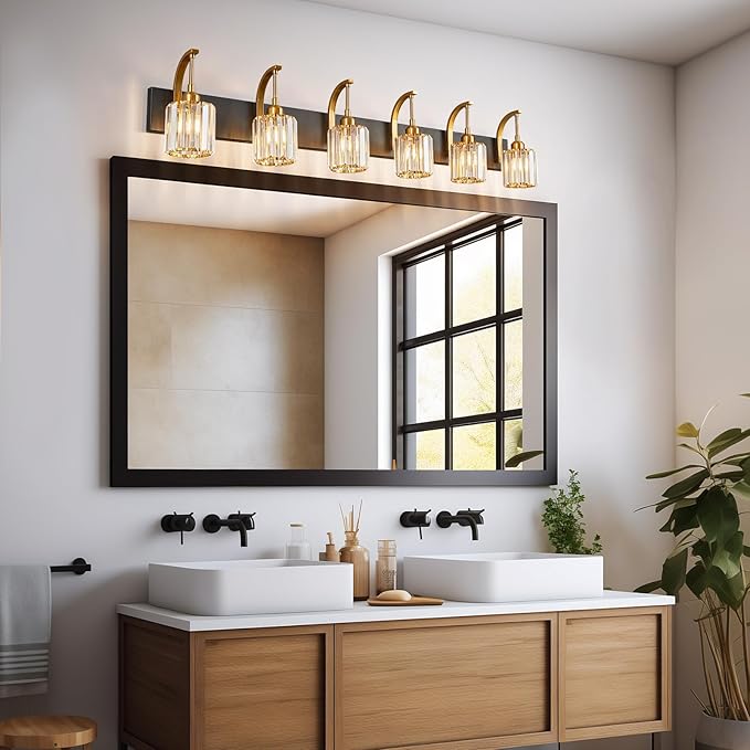 FDPBY 6-Light Crystal Vanity Light, 51.18" Long Over Mirror Lighting - Image 6