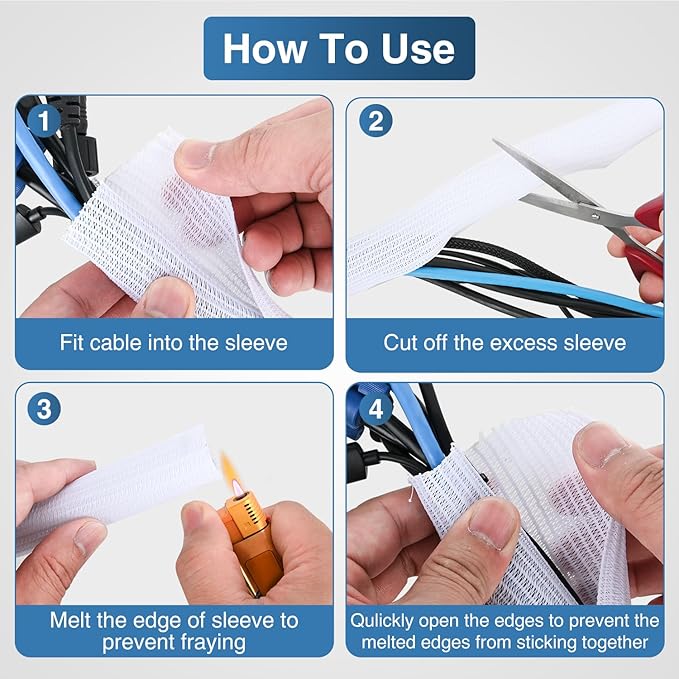 Nilight Cable Sleeve, 25ft-1inch Cord Management Sleeves, Braided Sleeving - Image 4